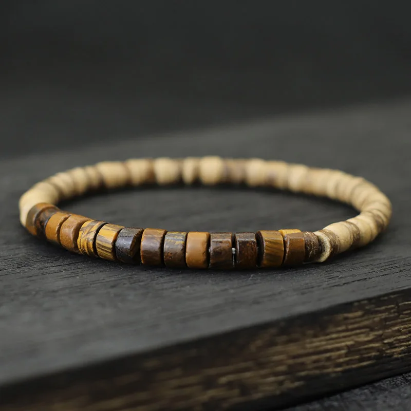 Новый браслет из натурального дерева для мужчин и женщин, эластичный браслет класса А с тигровыми глазами из Императорского камня для йоги, медитации