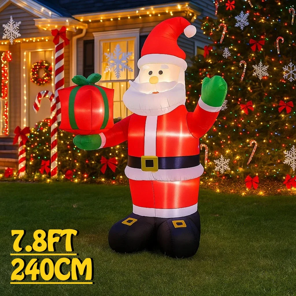 

Надувная фигура Деда Мороза 2,4 м/7,8 футов с LED-подсветкой для уличного декора, украшения для дома, двора, вечеринок, игрушки, подарки на Рождество