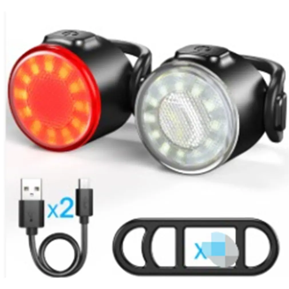 USB Rechargeable Bike Light Set Front Light with Taillight Easy to Install 3 Modes Bicycle Accessories for the Bicycle