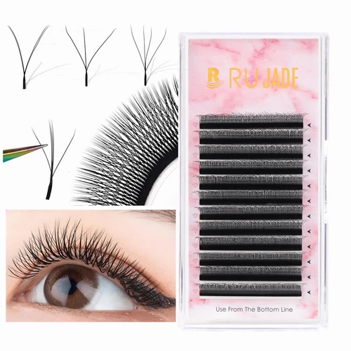 Imagen 1 del producto Extensión de pestañas de visón sintético estilo Y W, pestañas naturales suaves 2D 3D 4D 5D, trébol prefabricadas, ventiladores, floración automática, pestañas con punta de hada