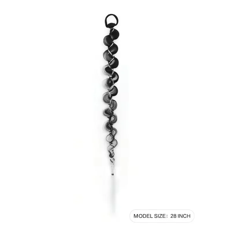 Synthetic Braiding Long Hair Extensions Twisted Ponytail Extension with Rubber Bands Y2K Fishtail Braided Hair Dirty Braid Wig