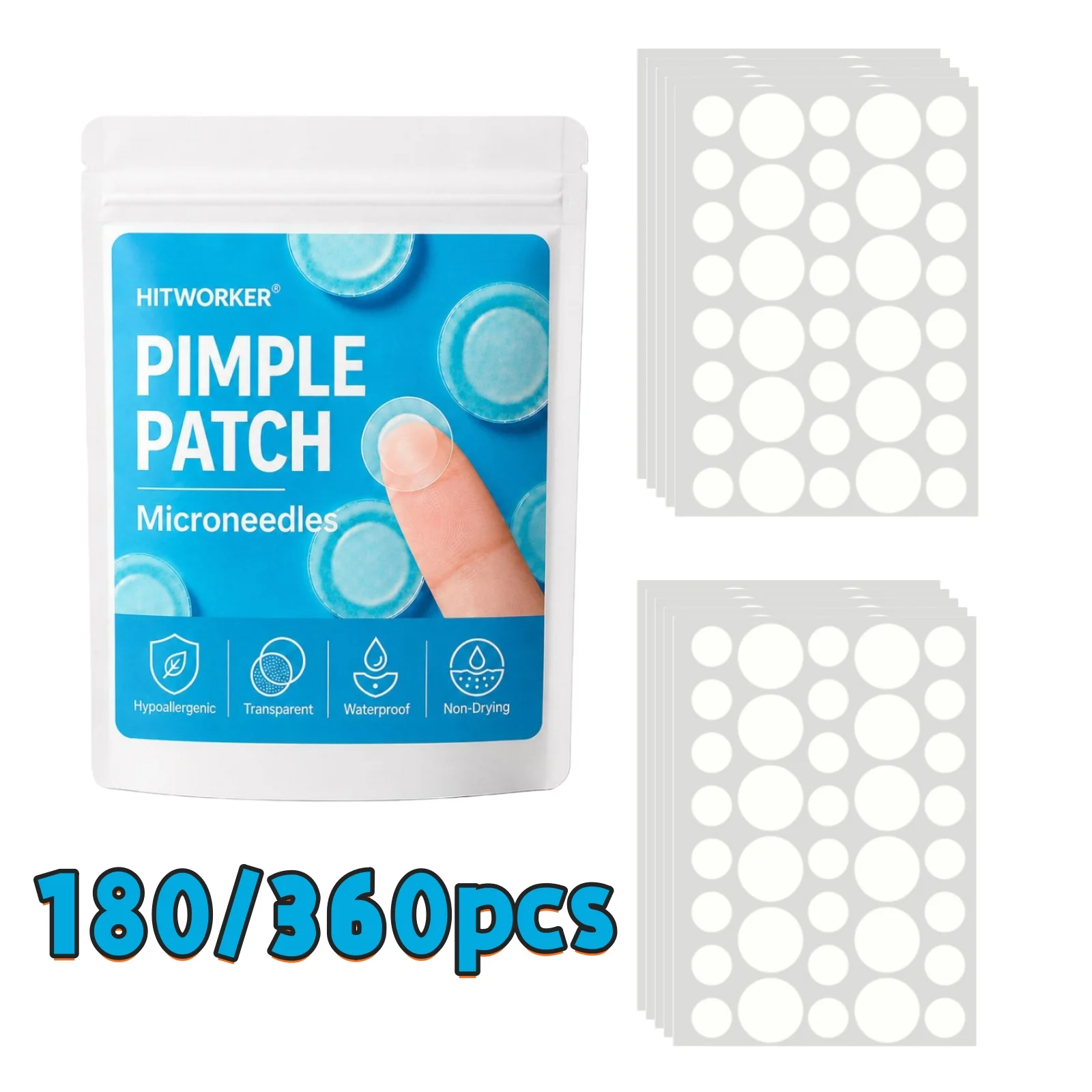 180/360Pcs Hydrocolloid Acne Pimple Patches, Ultra Thin Invisible Oil Absorbing Blemish Spot Stickers, Gentle Day & Night Facial