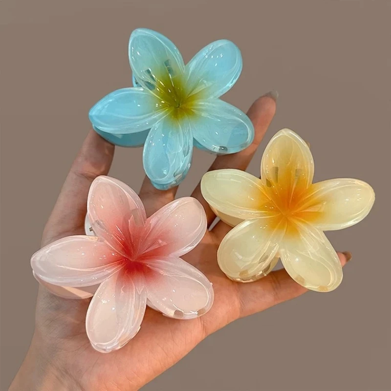 Flower Hairpins Hair Clips Gradient Color Hair Accessories Set Bohemia Style Large Hair Claw Beach Vacation Girls Holiday Gift