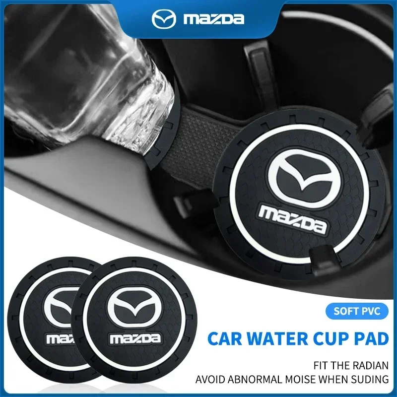 2pcs Car Coasters Water Cup Holder Pads Cup Slot Non-Slip Mat For Mazda 3 6 Atenza Axela Demio CX3 CX5 MP MS RX8 Accessories