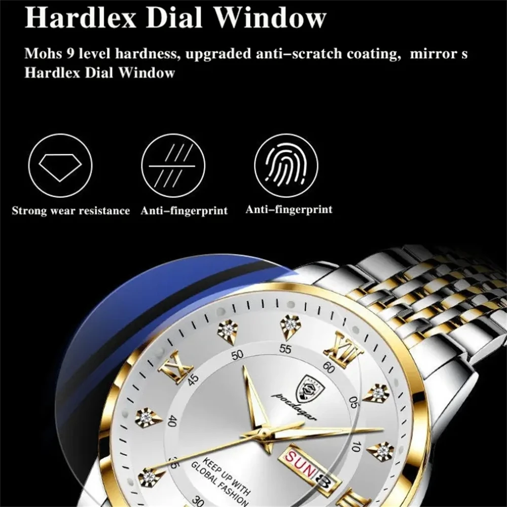 POEDAGAR Элитный бренд Мужские часы Водонепроницаемые светящиеся кварцевые мужские наручные часы из нержавеющей стали Повседневные спортивные часы для мужчин Relogio