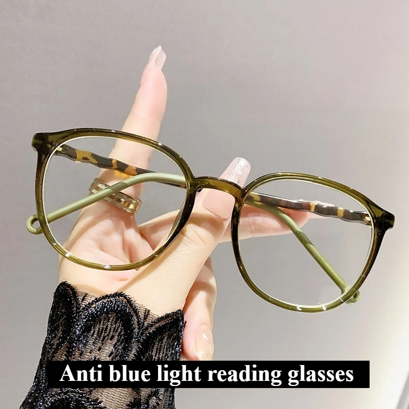 Modische Anti-Blaulicht-Lesebrille für ältere Menschen, künstlerische runde Retro-Lesebrille für Frauen