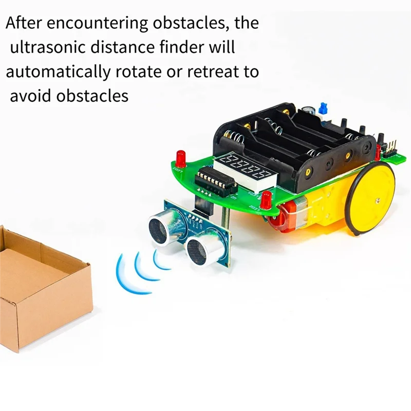 ABKR-DIY Ultraschall-Entfernung und Hindernisvermeidung Auto-Schweißset Mikrocontroller Smart Car Programming Practice Langlebig Easy T