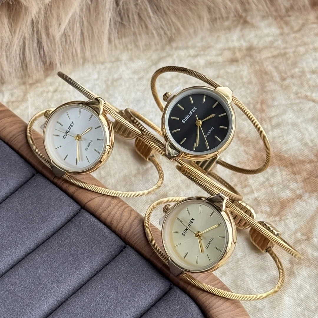 Sunlifex Fashionable Women Quartz Wristwatch Round Dial Bangle Bracelet Light Thin Chain Watches Female Watch dames horloges