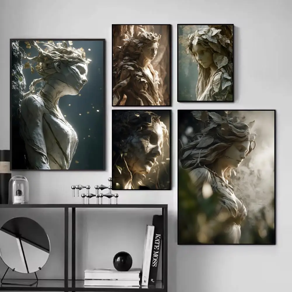 

Lost Divinity D-Dryads Painting Calligraphy HD Waterproof Canvas poster Art: Aesthetic Wall Decor Home,Bar & More