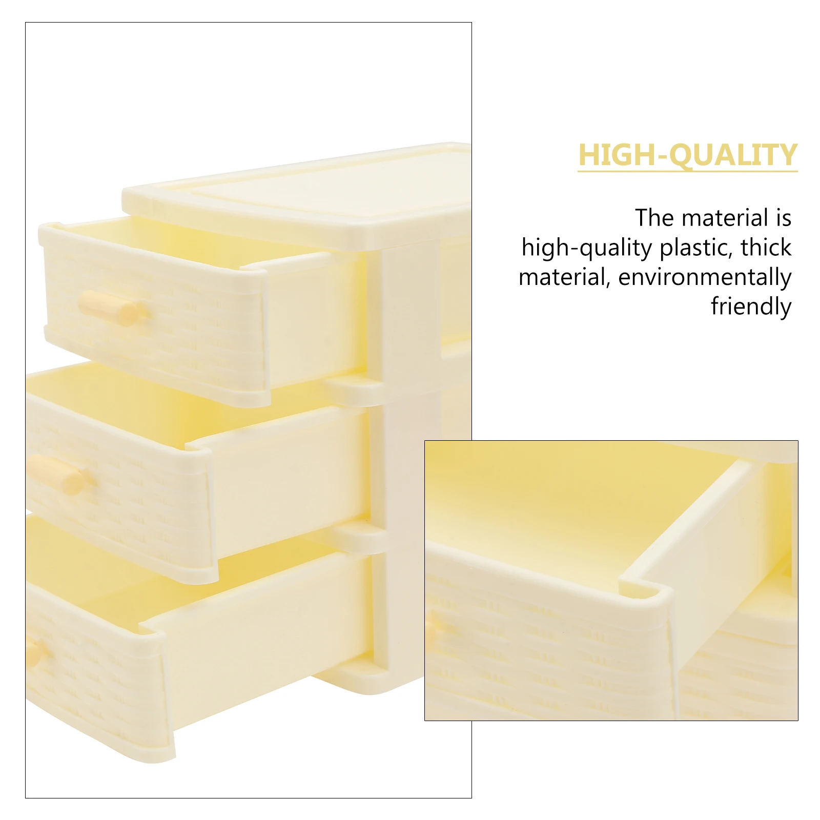 

Storage Drawers Multi-layer Box Desktop Organizer with Jewelry Case Cover Beige Boxes Office