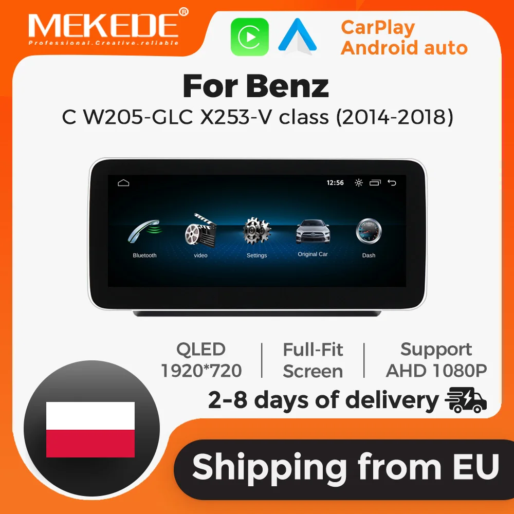 MEKEDE Linux-System 10,25 Zoll 12,3 Zoll Touchscreen-Autoradio für Mercedes-Benz C-Klasse W205 GLC V-Klasse W447 2015-2018 NTG5.0 Auto-Multimedia-Videoplayer Wireless Carplay Android Auto Radio Audio