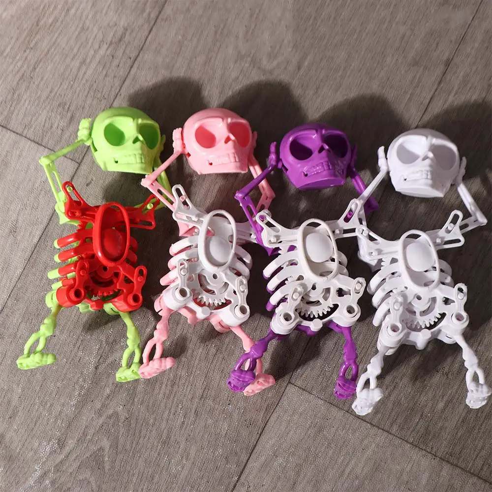 Plastic Wind-up Dancing Skeleton Toy Dancing Skull Swinging 3D Print Shaking Skull Doll Flexible Craft Decor