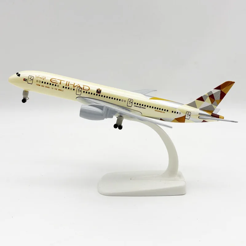 

20cm 1/300 Scale Airplanes Diecast B787 Etihad Airways Metal Plane Model Aviation Collectible Miniatures Toy With Display Base