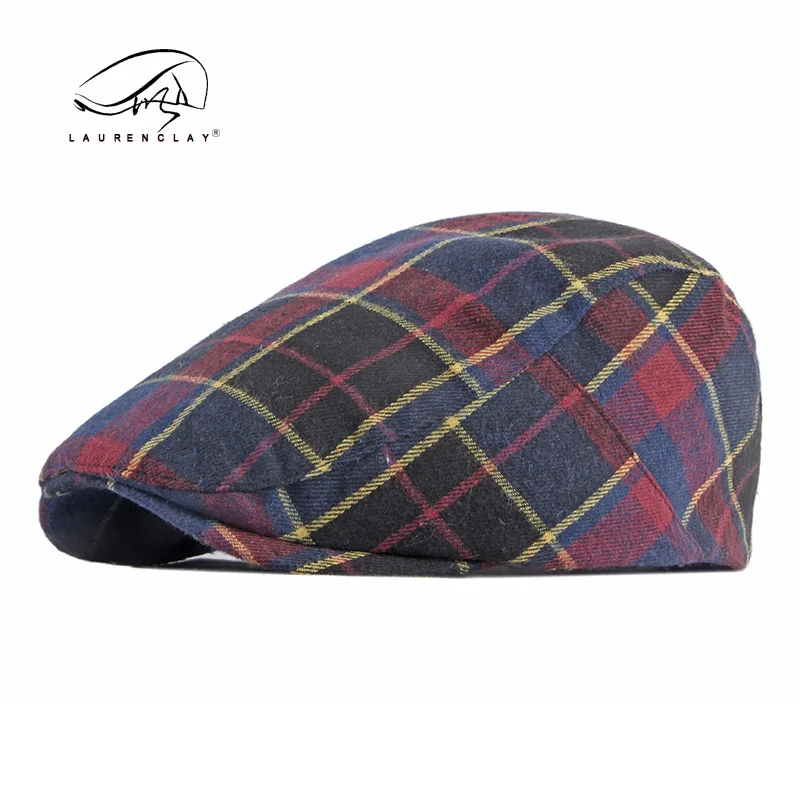 Men Women Beret Cotton Flat Cap Ivy Gatsby Newsboy Hat Summer Driving Scally Cap Kpop Vintage Style Plaid Pattern