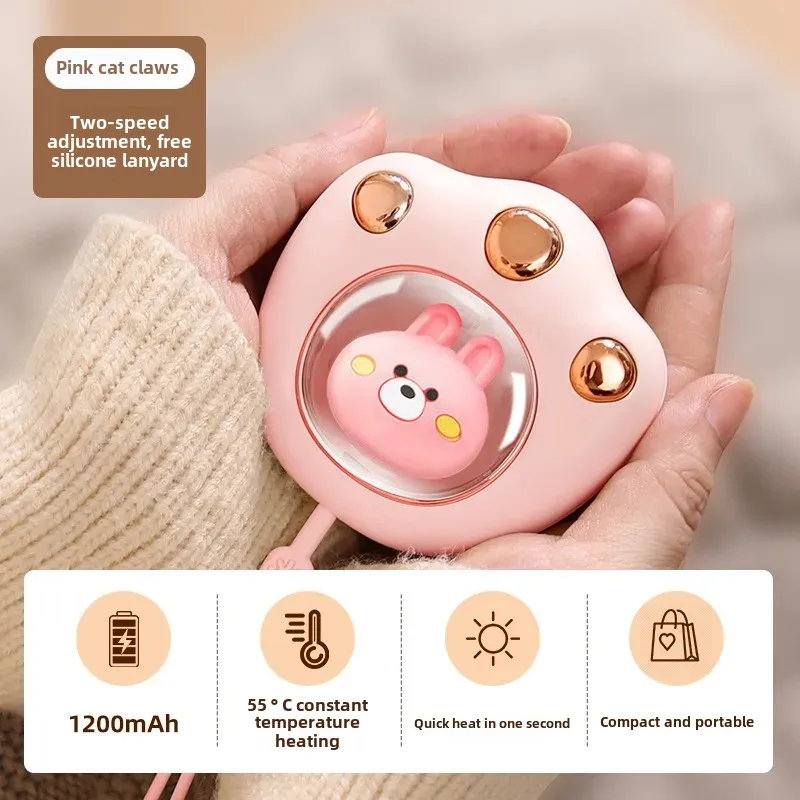 Portable Mini USB Heated Hand Warmer 24 Cat Paw Design Rechargeable Handheld Baby Warmer Ideal For Students And Travel