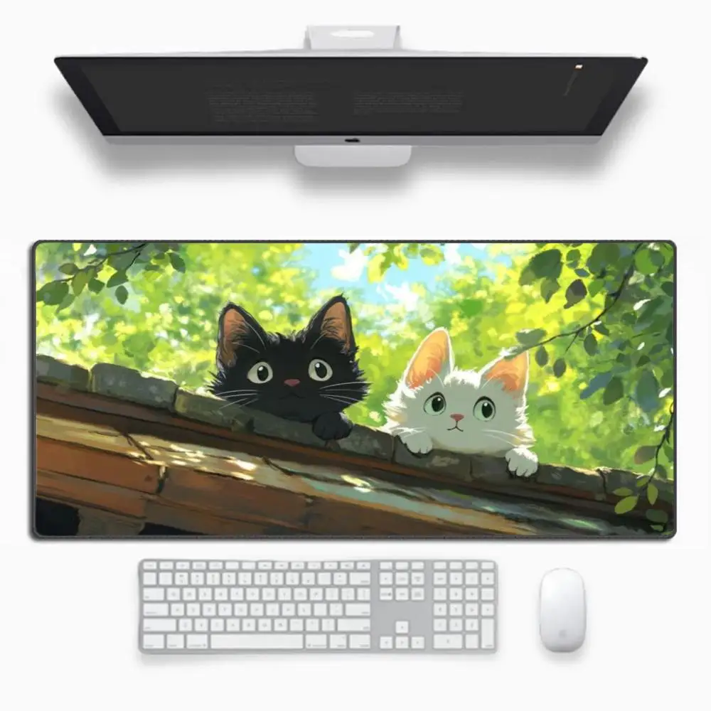 

Милый коврик для мыши с котиком, большой коврик для компьютера и офиса, XXL, противоскользящий, HD, для игр, для клавиатуры и мыши, длинный настольный коврик
