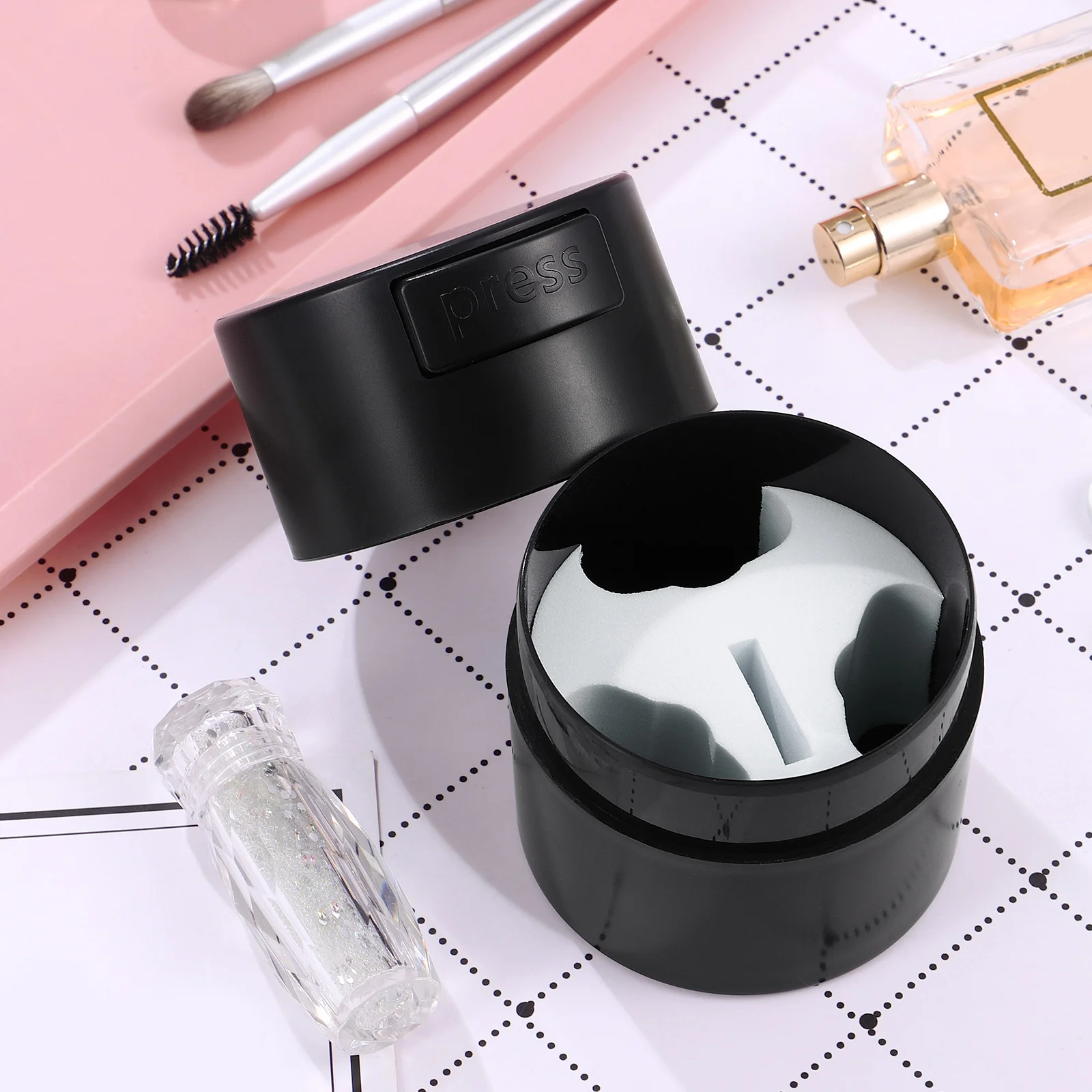 Lijm Opbergdoos Draagbare Verzegelde Container Voor Wimperverlenging Gereedschap Lekvrije Cilinder Enten Tank Wimper Opslag