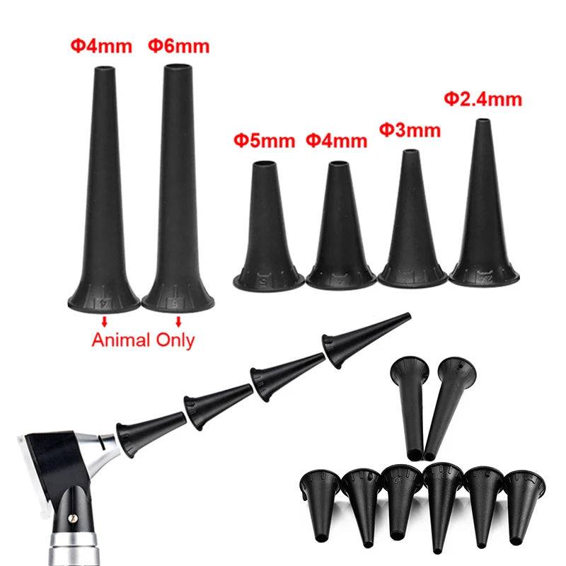 10PCS Reusable Human Animal Vet Ear Speculum Earmuff Medical Otoscope Accessory Parts Nozzle Specula Replacement Cone Funnel D2
