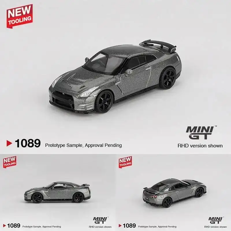 ما قبل البيع MINIGT 1089 1:64 NISSAN GTR R35 2013 رمادي معدني داكن NISMO R35 CRS نسخة دييكاست نموذج سيارة مجموعة اللعب
