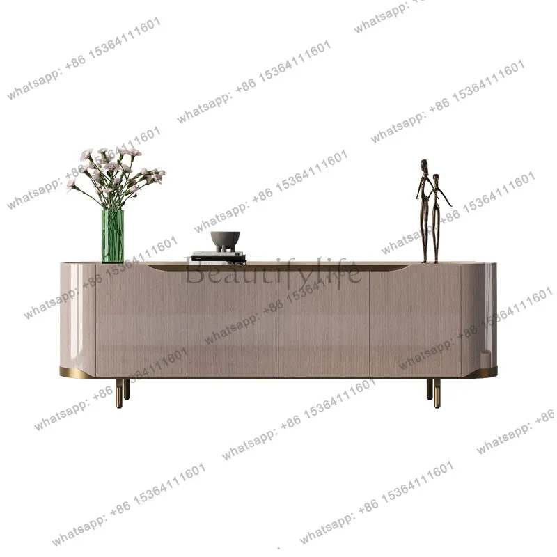 

Italian light luxury natural luxury stone dining side cabinet villa high-end storage locker high-end sense