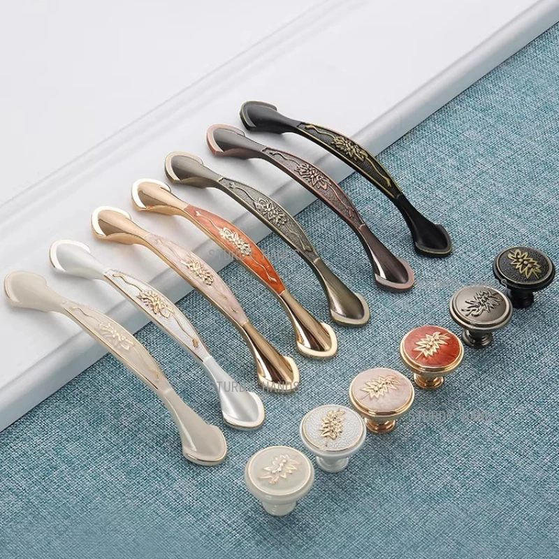 Zinc alloy European ivory white wardrobe door handle bedside table dressing cabinet drawer furniture handle