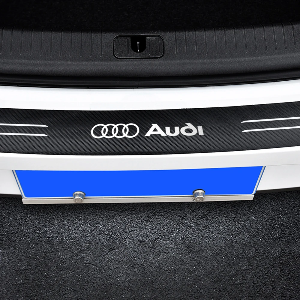 Carbon Fiber Car Trunk Rear Bumper Protection Sticker For Audi S Line RS quattro A5 C6 C5 A1 A7 Q2 Q3 TT B5 B6 A3 8P 8V 8L RS3 R