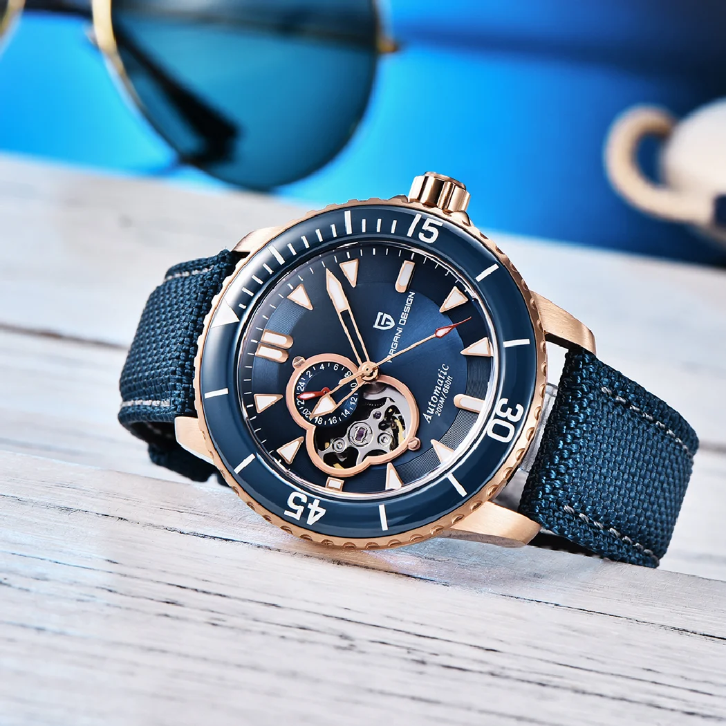 PAGANI تصميم جديد الرجال الساعات الميكانيكية ساعة أوتوماتيكية للرجال 200 متر مقاوم للماء كامل مضيئة ساعة معصم NH39 ساعة