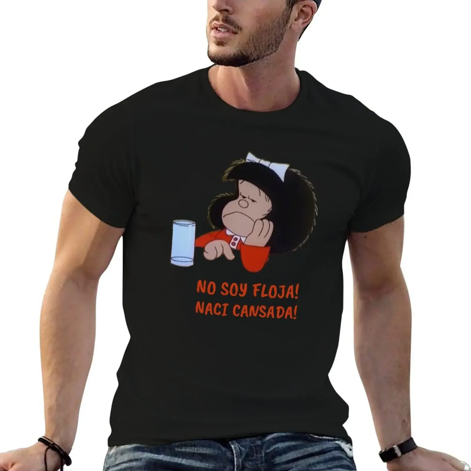 

No Soy Floja Naci Cansada Mafalda Relaxed Fit T-Shirt oversizeds heavyweights Funny t-shirts Short sleeve tee men