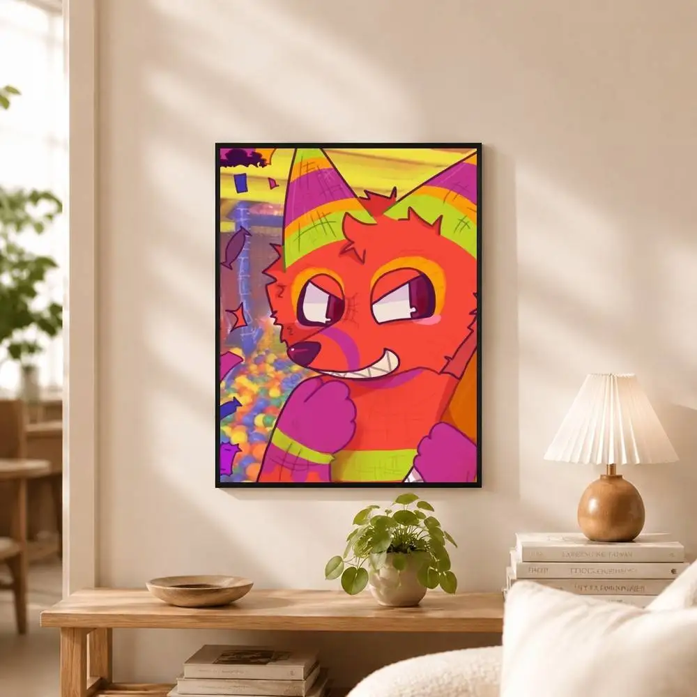 Cartoon The Quick Brown Fox Poster High Quality Dorm Living Room Aesthetic Wall Decoration Painting Stickers Gift
