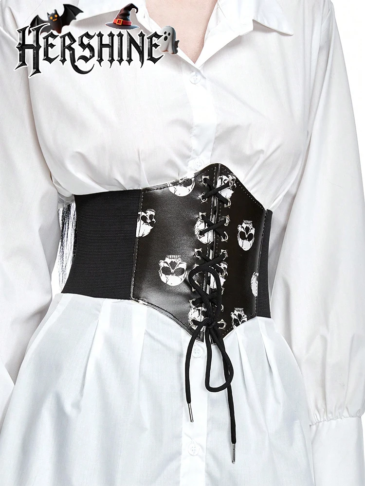 قطعة واحدة من غطاء الخصر على شكل جمجمة سوداء للنساء مع زخرفة عين خماسية Y2K على الطراز القوطي الداكن ملحقات الهالوين الأساسية #4