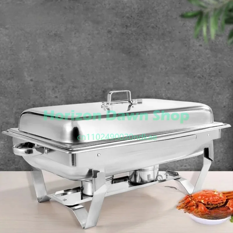 Hotel Commercial Catering Chafing Dish Large Capacity Rectangle Buffet Stove Stainless Steel Food Warmer With Lid