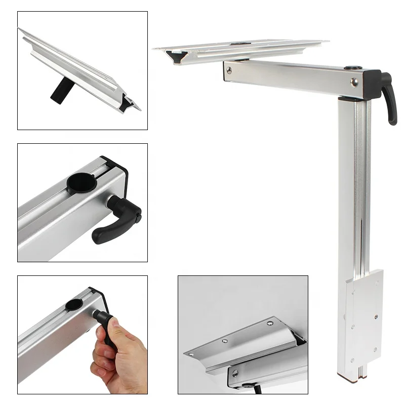 Silver Rotatable Movable Enhanced version Aluminum Alloy and Height Adjustable Motorhome Caravan RV Folding Table Leg