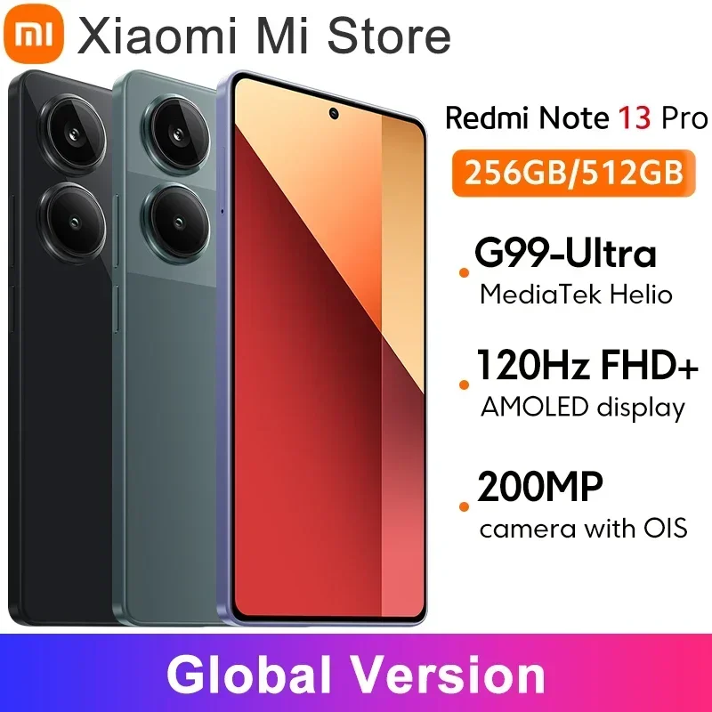 Global Version Xiaomi Redmi หมายเหตุ 13 Pro 4G MediaTek Helio G99-Ultra 67W Turbo ชาร์จ 6.67 "จอแสดงผล AMOLED 200MP OIS กล้อง NFC