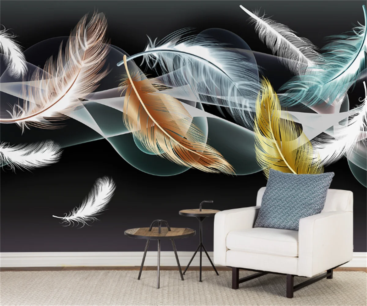 

Nordic modern minimalist light luxury feather abstract TV sofa background wallpaper custom any size 3D wallpaper wall painting