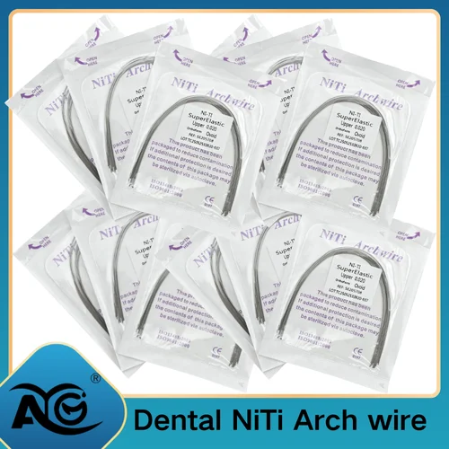 Imagen 1 del producto Alambres de Ortodoncia de NiTi Súper Elásticos AG - Formas Redondas, Rectangulares y Ovoides para Tratamiento de Aparatos Ortodónticos 100 piezas=10 paquetes