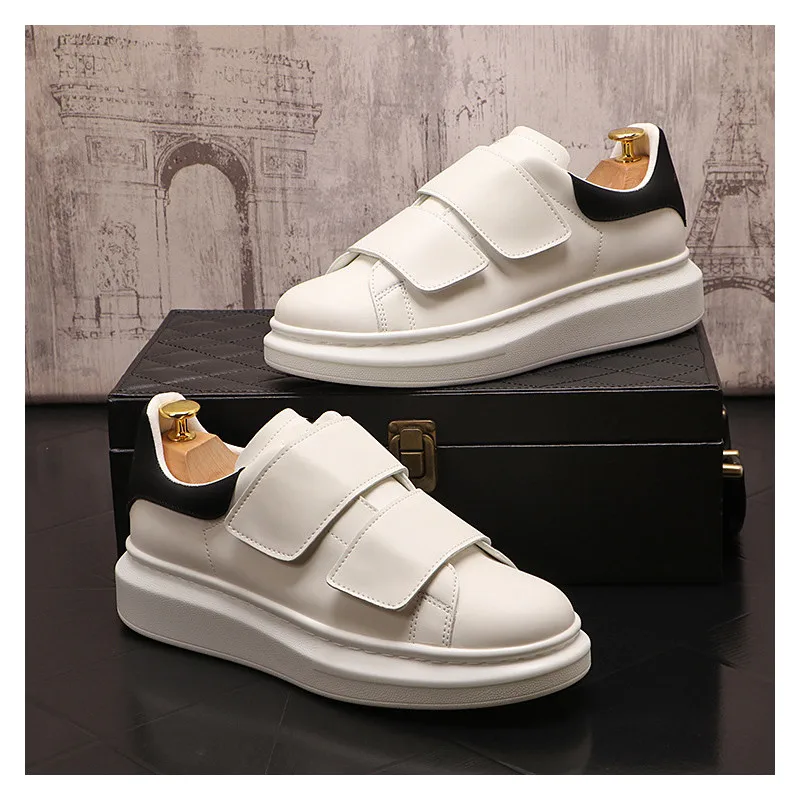 Korean style mens casual white shoes brand designer flats shoe genuine leather platform sneakers youth street footwear zapatos