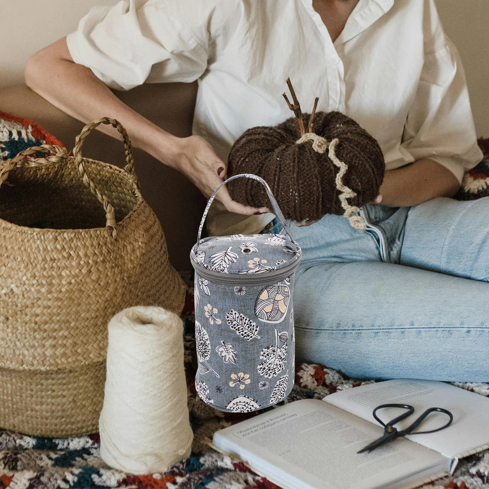 

Knitting Bag Yarn Storage Organizer Travel Pouch Sewing Crochet Tool Case Project Bag Storage Cabinet Accessories Holder