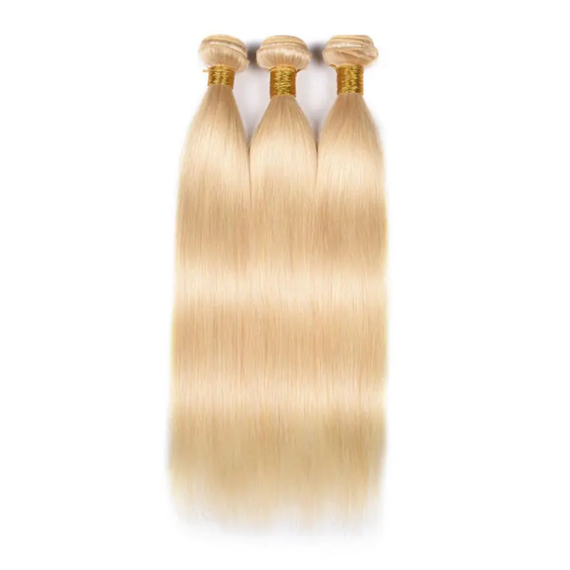 613 Blonde Bundles with Frontal Closure Human Hair Newmi Straight 13x4 Transparent Lace Frontal and Blonde  Human Hair Bundles