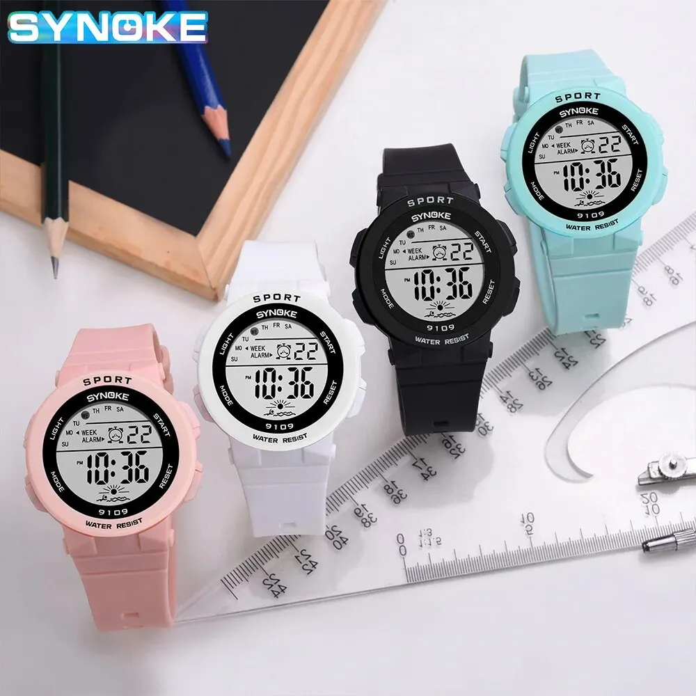 SYNOKE-Montre de sport électronique étanche pour enfants, montres colorées pour enfants, horloge numérique pour garçons et filles, étudiants, 50m