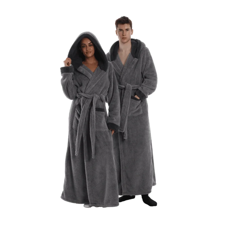 1PC Solid Color Wearble Blanket TV Blanket Outdoor Cold-Proof Hooded Loungewear Long Sleeve Thickened Hooded Bathrobe Loungewear