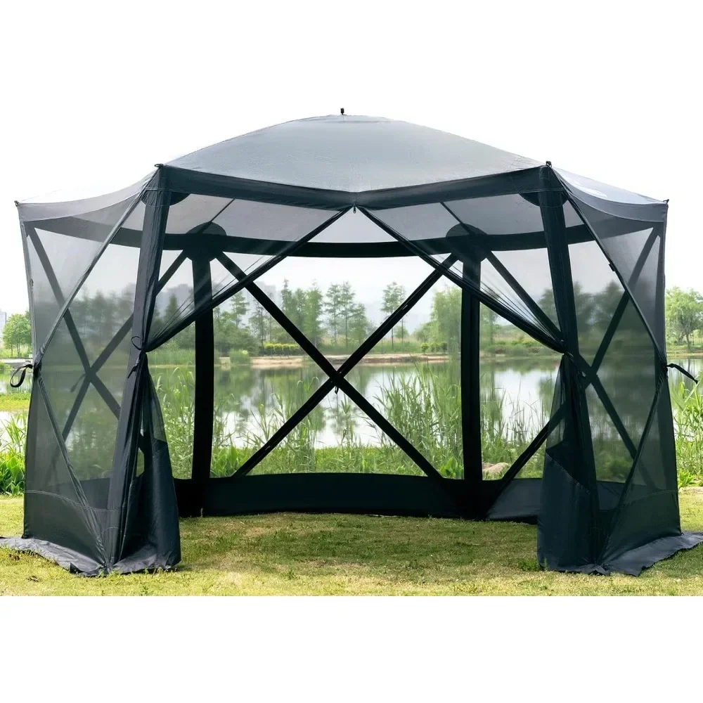 

Pop Up Gazebo Screen House Tent for Camping 11.5 ft for 8-10 Person Instant Canopy Shelter with Netting Portable for Outdoor