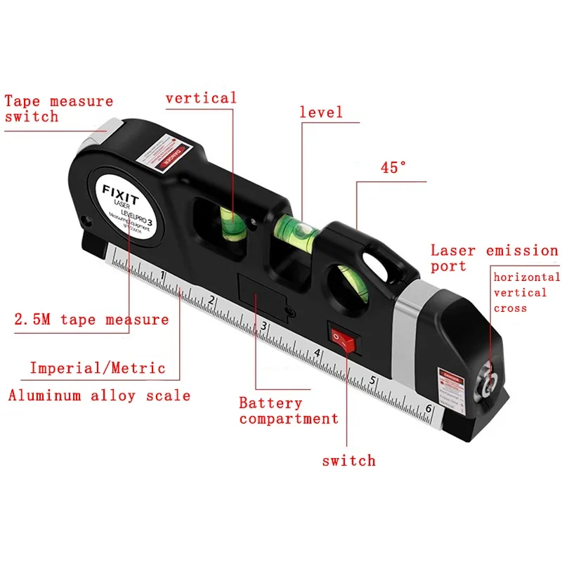 Imagem -06 - Níveis Laser Infravermelho Multifuncional Instrumentos Ópticos Alta Precisão Medição Renovação e Ferramentas de Construção