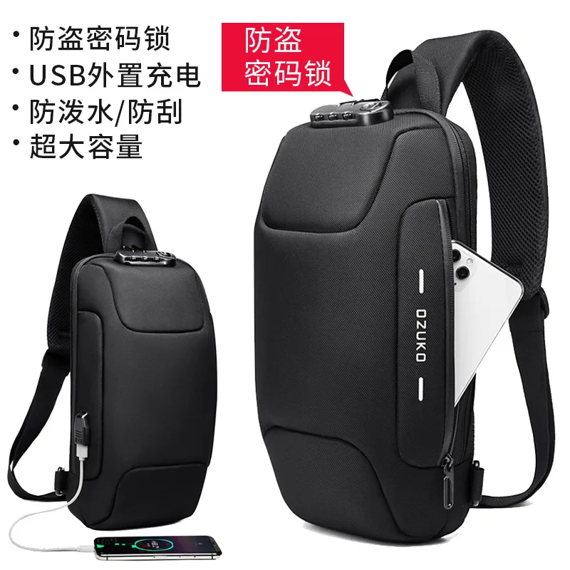 New Men's Chest Bag Fashion Brand Sports Crossbody Bag Tablet Computer Bag Men's Outdoor Waterproof Men's Bag Single Shoulder Ba