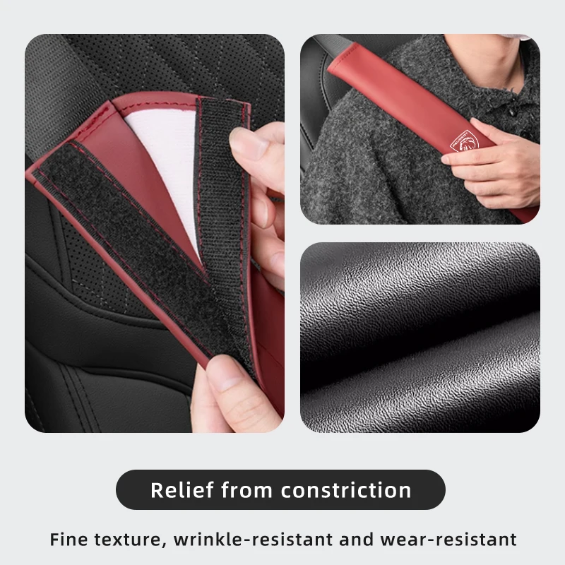 Car Seat Belt Shoulder Pad Extended Leather Safety Belt Protection Cover For Peugeot 206 307 308 3008 207 407 508 301 607 108 80