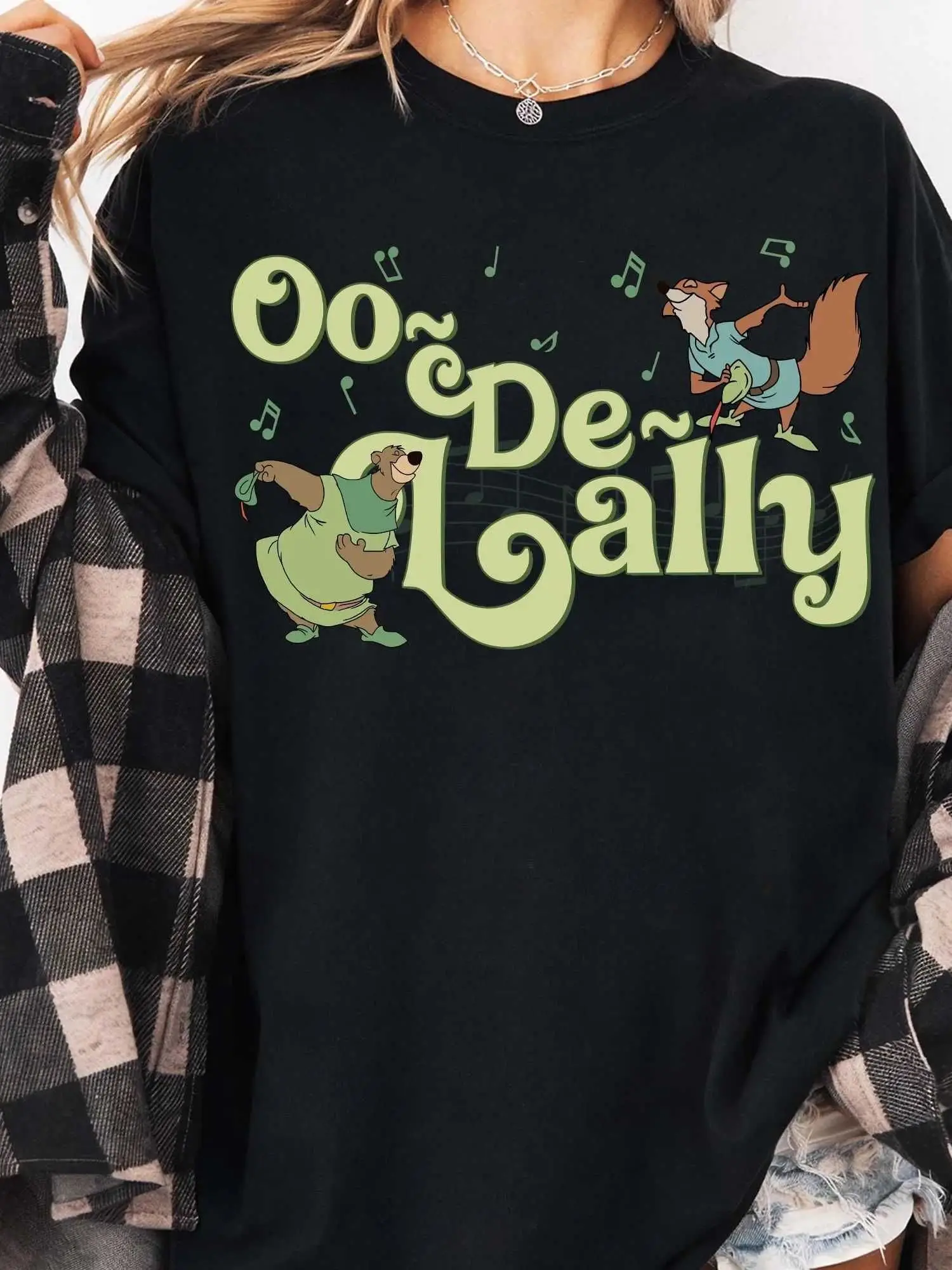 

1pc Disney Women'S Robin Hood "Oo De Lally" T-Shirt - Little John & Robin Hood Graphic Tee with Song Lyrics, Soft Round Neck