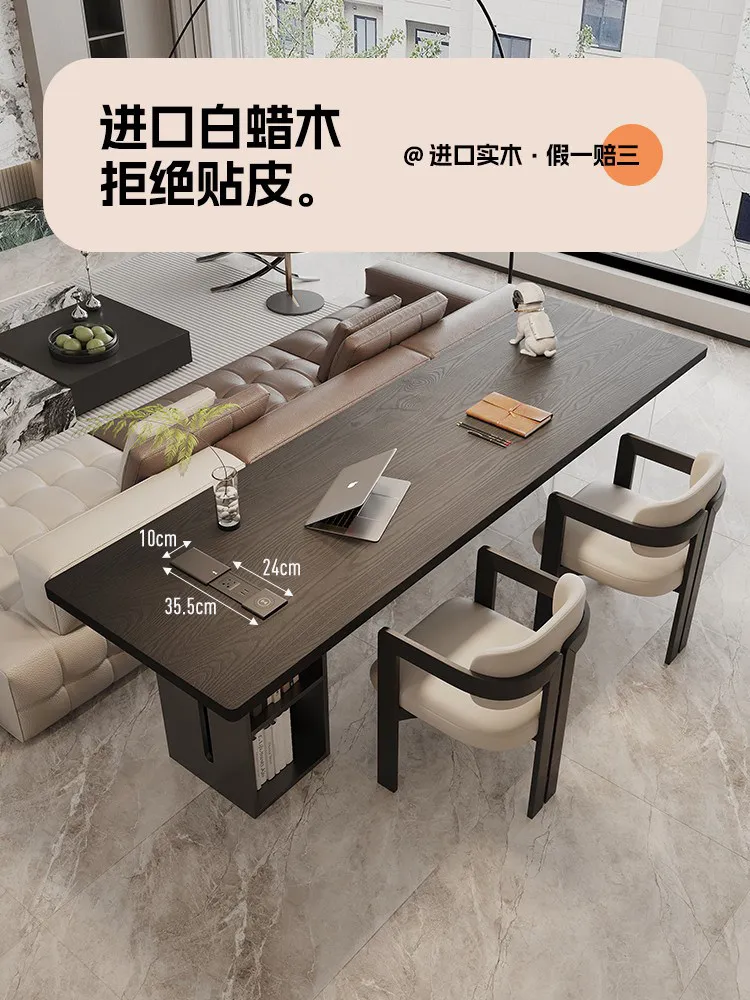 Desk with socket Double study table Household living room Italian horizontal hall Long table behind sofa