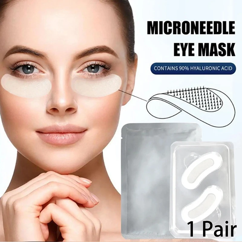 1Pair Hyaluronic Acid Microneedle Eye Patches Mask For Anti Wrinkle Aging Dark Circles Moisturizing Under Eye Gel Pads Skin Care