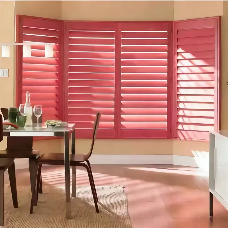 Premium Solid Wood Built-In Adjustable Louvered Plantation Shutters for Privacy & UV Blocking Light Control Every Day Use