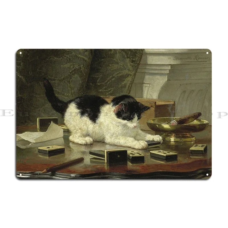 Pierre Bonnard Le Chat Blanc the White Cat Meowtisse Exhibition Poster Chat sur une chaise rouge Metal Tin Sign Poster