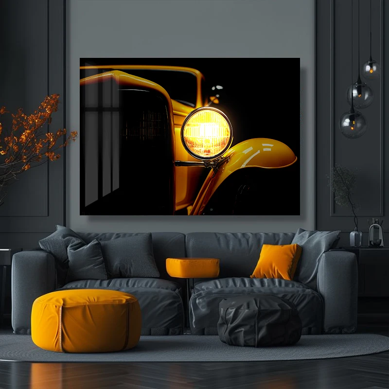 Modern Sports Car LED Glowing Painting Cool Wall Decoration on Acrylic Board for Game Halls 4S Dealership Supports Paper Base